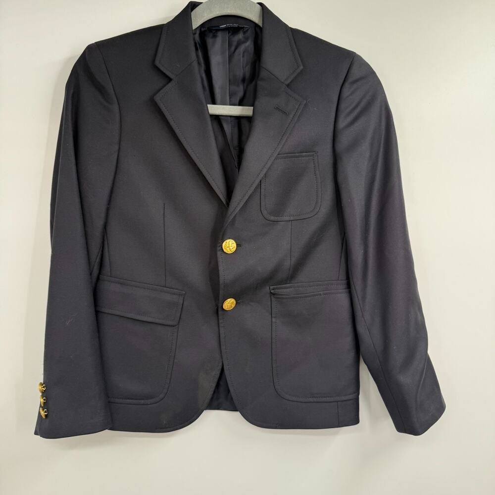 Brooks Brothers X Loro Piana Wool Blazer Boys 10 Black Gold Button Suit Jacket